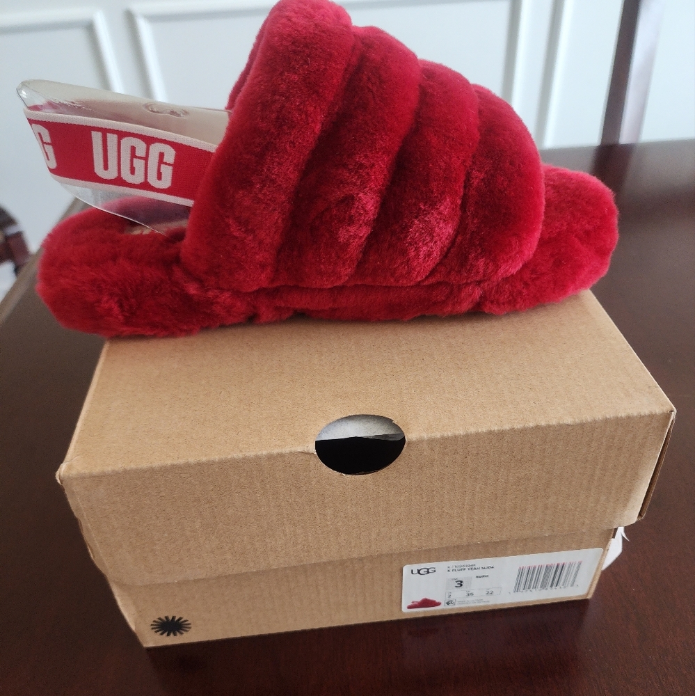 Kids Ugg Fluffy Sling Back Sandal